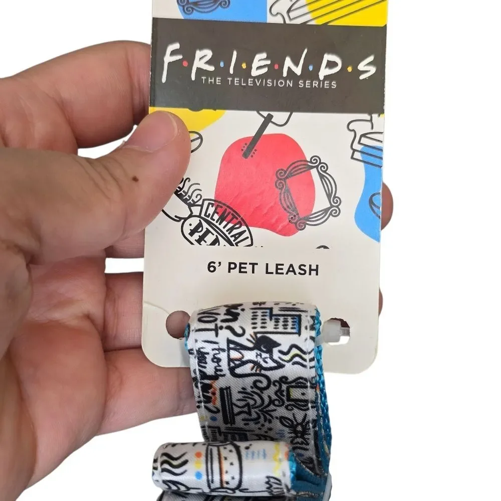 NWT FRIENDS Colorful Doodle Graphic Pet Collar & Leash Set Large